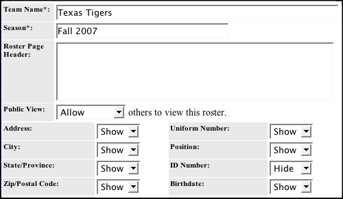 Roster Template Sample